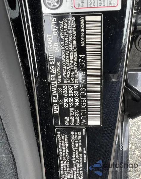 2015 Mercedes-Benz S 550 4Matic из США, поврежденный, VIN WDDUG8FB3FA161374